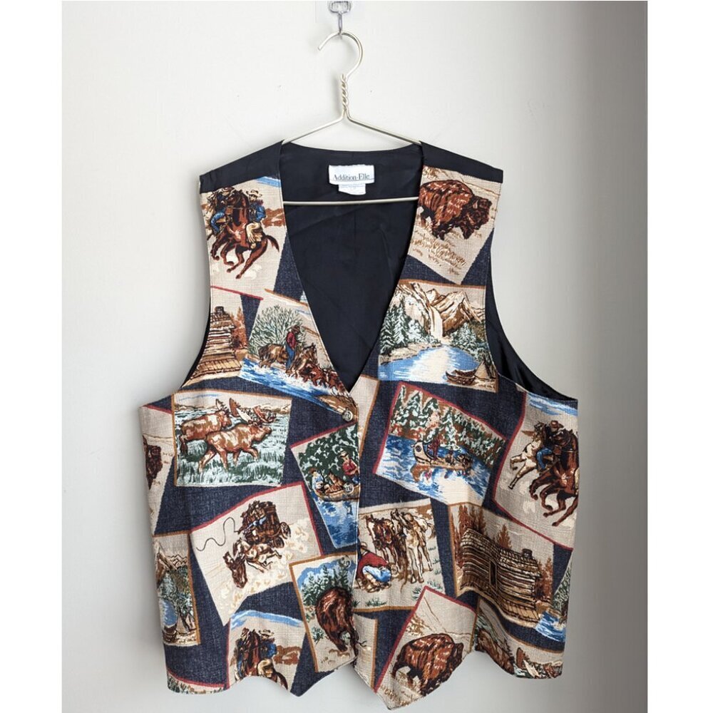 Addition Elle Vintage Cowboy Western Tapestry Vest